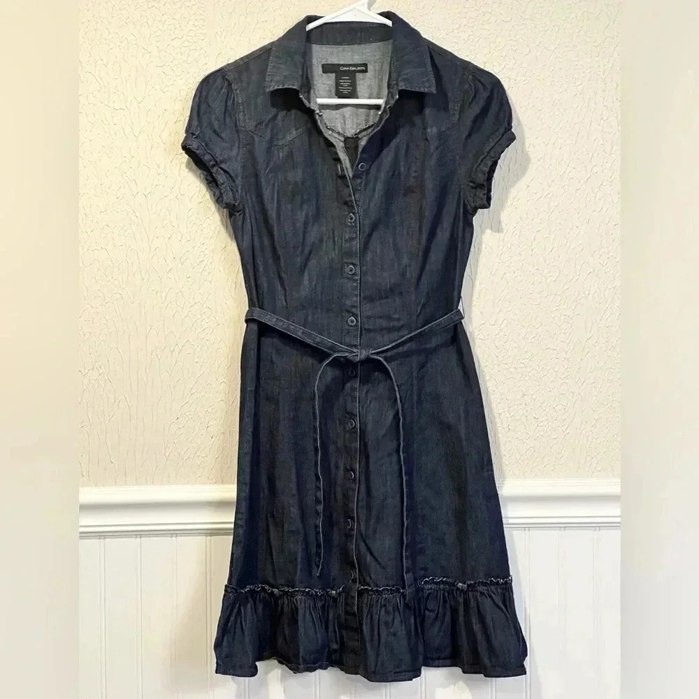 Calvin Klein Jeans Dark Denim Button-Front Shirt Dress